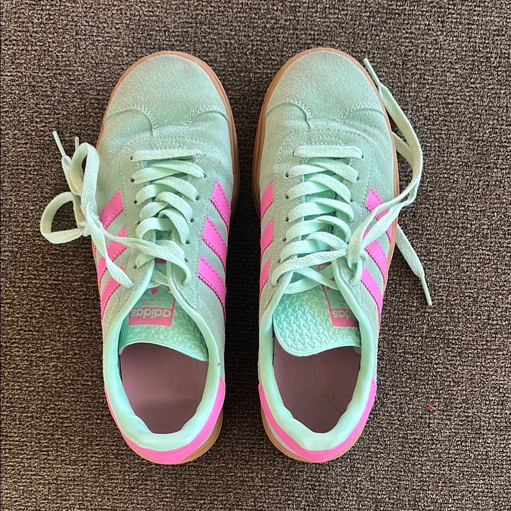 Adidas Pastel Green and Pink Trainers